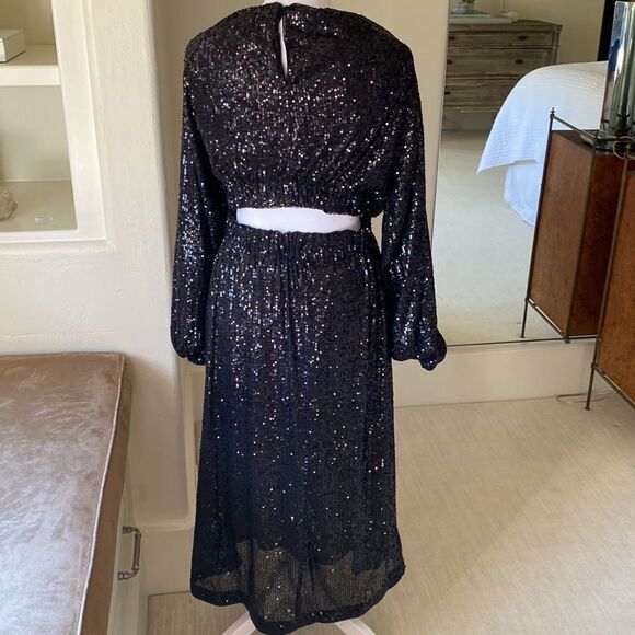 H&M NWT Black sequins cocktail dress - Picture 3 of 12